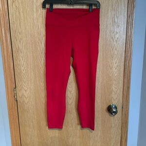 Red Fabletics workout leggings